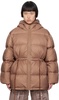 Brown Hooded Down Jacket