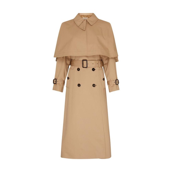 Classic cotton gabardine trench coat with cape