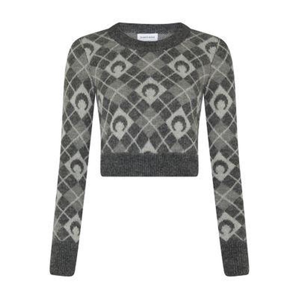 Moon Argyle knit cropped sweater