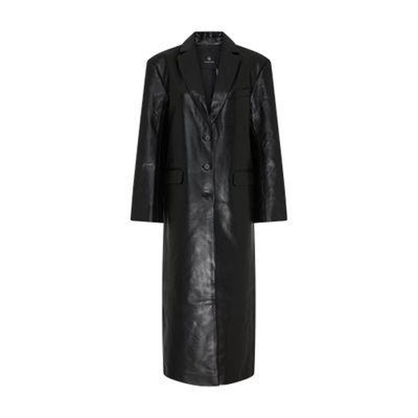 Quinn long leather coat