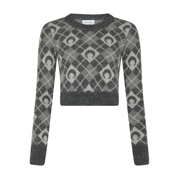 Moon Argyle knit cropped sweater