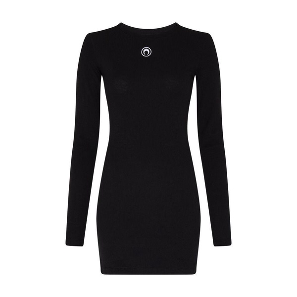 Moon logo ribbed jersey mini dress