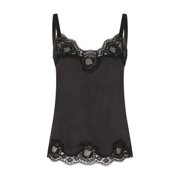 Satin lingerie top with lace