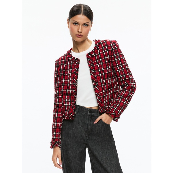 Kidman Jacket in School Girl Plaid Bright Ruby