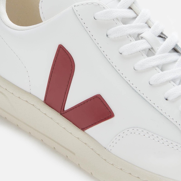 Veja Men's V-12 Leather Trainers - Extra White/Marsala/Nautico - UK 7