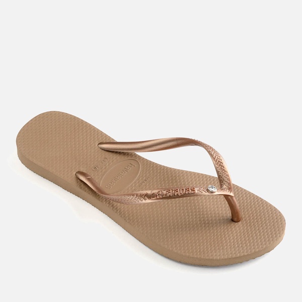 Havaianas Women's Slim Crystal Sw Ii Flip Flops - Rose Gold - UK 3/4