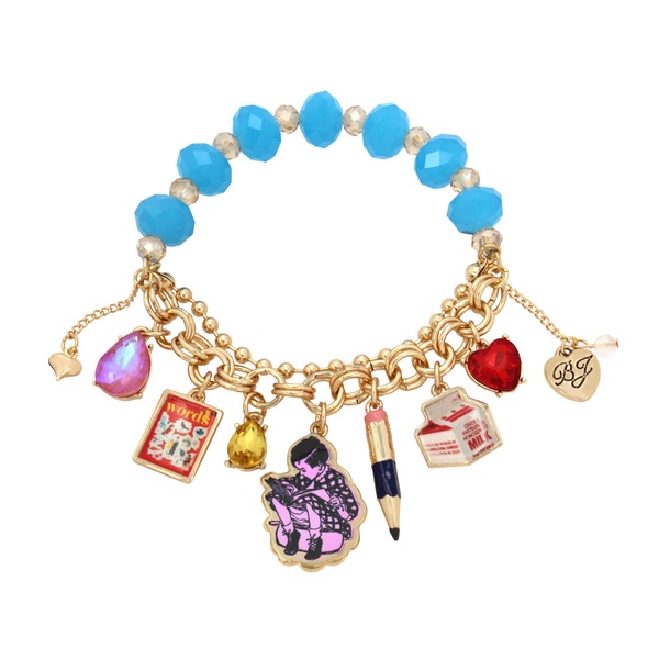 Betsey Johnson Womens Back To School Charm Stretch Bracelet