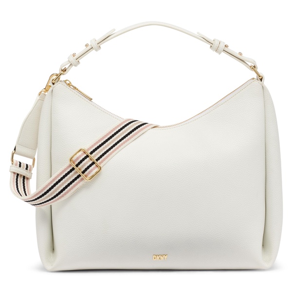 DKNY Top Zip Closure Casual Hobo Bag, Optic White/Gold