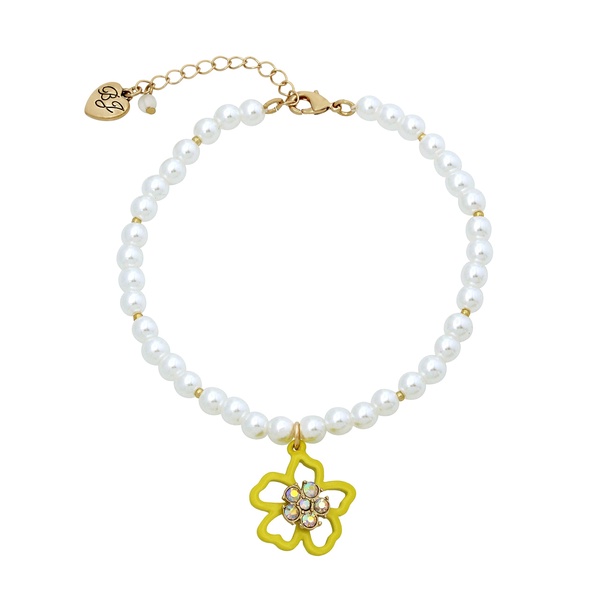 Betsey Johnson Pearl Flower Charm Anklet