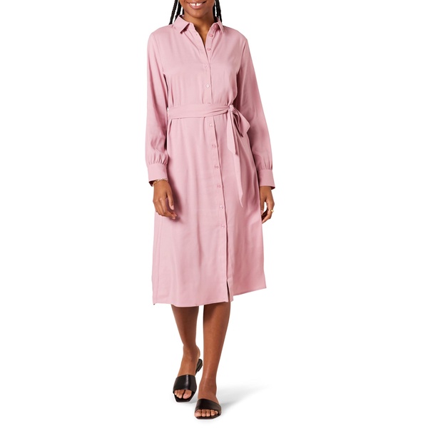 Amazon Essentials Women's Georgette Long Sleeve Midi Length Shirt Dress