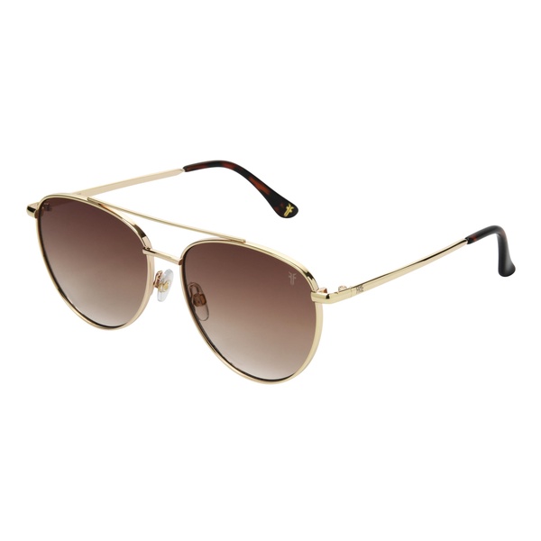 Frye Women's Frenchie Sunglasses Aviator, Gold, 58 mm