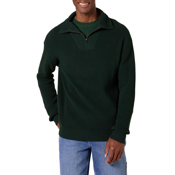 Amazon Essentials Men's Quarter-Zip Rib-Knit Relaxed-Fit Sweater