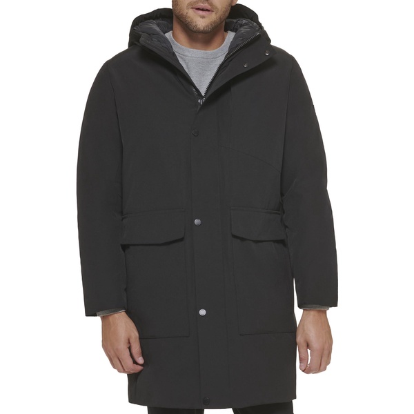 DKNY Men's Water Resistant Hooded Logo Parka Jacket