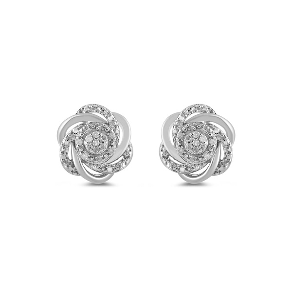 Amazon Essentials Sterling Silver Diamond 7 Stones Cluster Flower Stud Earrings (previously Amazon Collection)