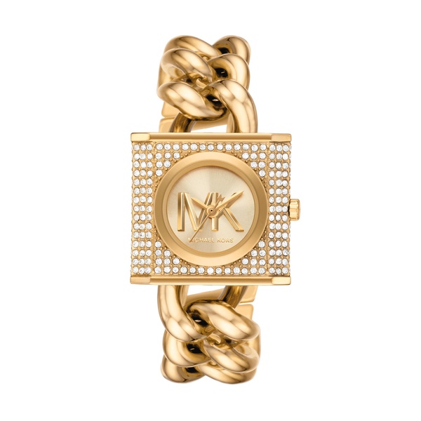 Women's Mk Chain Lock Quartz Three-Hand Gold-Tone Stainless Steel Watch 25mm