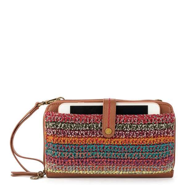 The Sak Iris Hand-Crochet, Recycled Polypropylene Yarn Smartphone Crossbody, Sunset Stripe