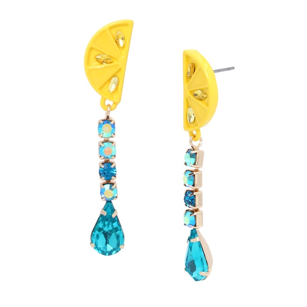 Betsey Johnson Womens Lemon Linear Earrings