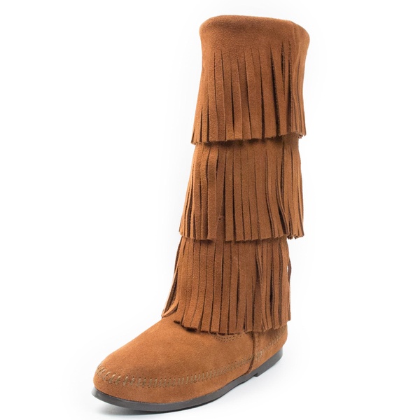 Women's Suede 3-Layer Fringe Boots