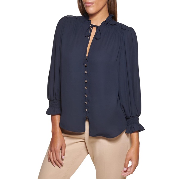 DKNY Women's Long Balloon Sleeve Blouse