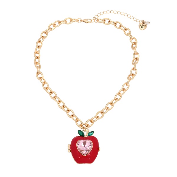 Betsey Johnson Womens Back To School Apple Pendant Necklace