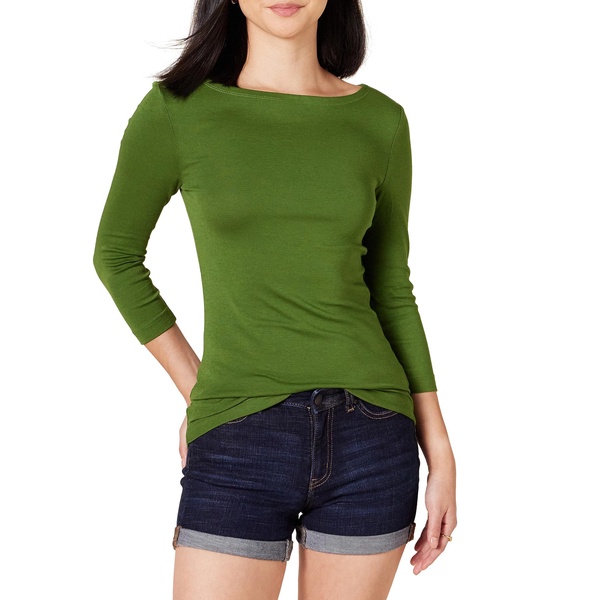 Amazon Essentials Women's Slim-Fit 3/4 Sleeve Boat Neck T-Shirt