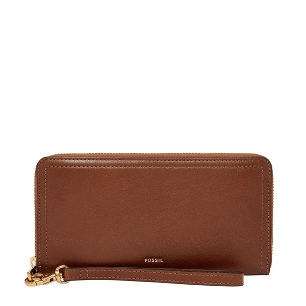 Fossil Women's Logan Leather RFID-Blocking Zip Around Clutch Wallet with Wristlet Strap for Women