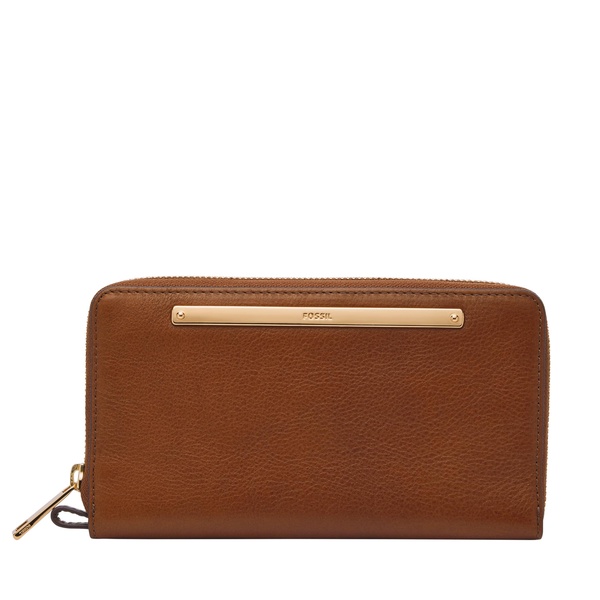 Fossil Women's Liza Leather Zip Around Clutch Wallet with Retractable Wristlet Strap for Women