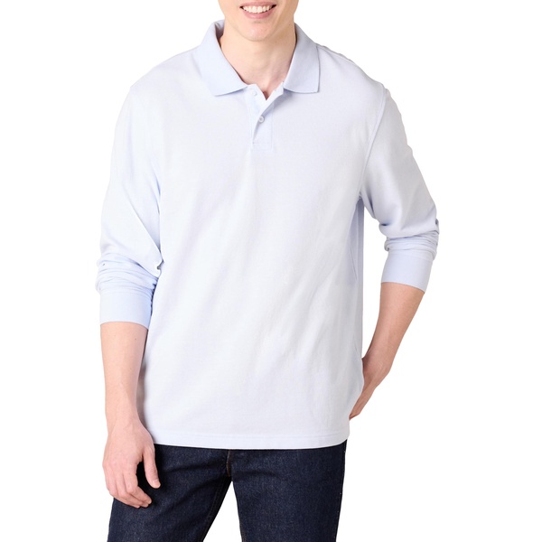 Amazon Essentials Mens Long Sleeve Polo Shirt with Collar, Regular-Fit Pique