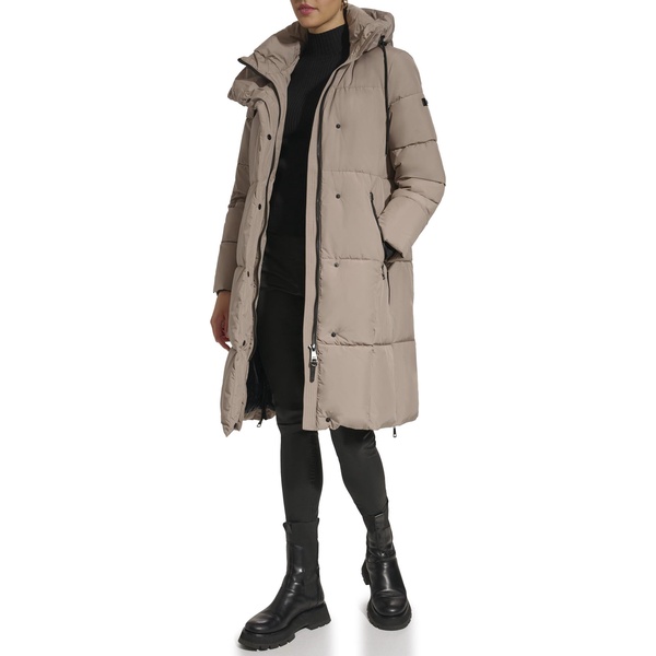 DKNY Women's Hooded Long Down Alternative Puffer Jacket