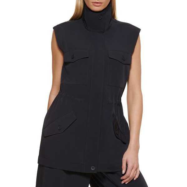 DKNY Women's Front Pocket Vest Elevated Everyday Jacket