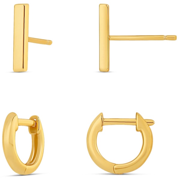 Amazon Essentials 14K Gold or Sterling Silver Stud & Hoop Set