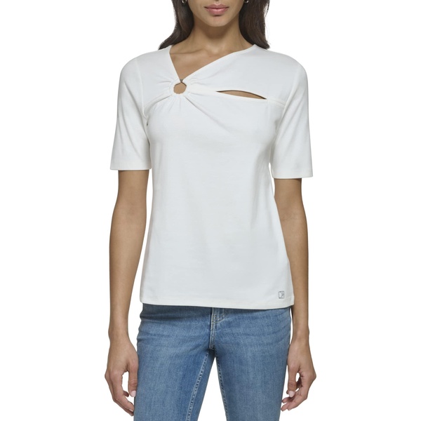 Calvin Klein Women's Sportswear Short Sleeve,Soft White,Medium