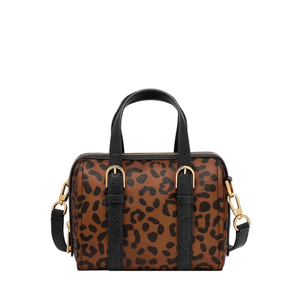 Fossil Carlie Satchel, Black/Leopard