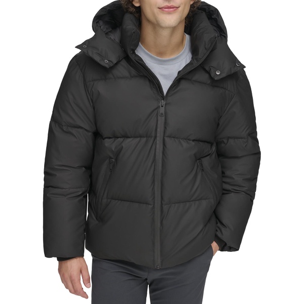 DKNY Men's Quilted Tech Hooded Puffer