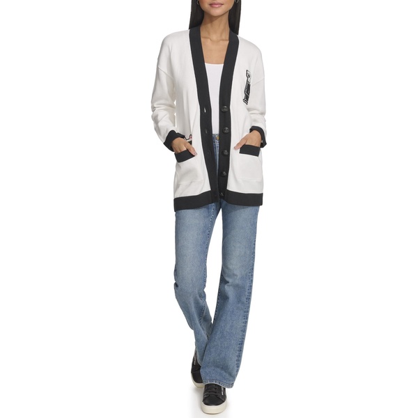 KARL LAGERFELD Women's Varsity Logo Cardigan with Patches