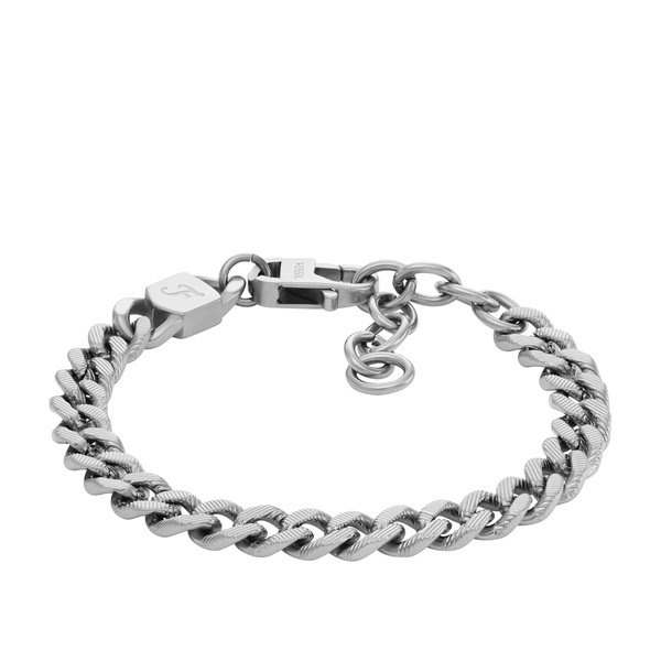 Fossil Men's Plated Stainless Steel Engravable Personalized Gift ID, Chain or Cuff Bracelet for Men