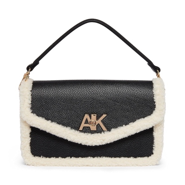 Anne Klein E/W Convertible Sherpa Flap Shoulder Bag with Turn Lock