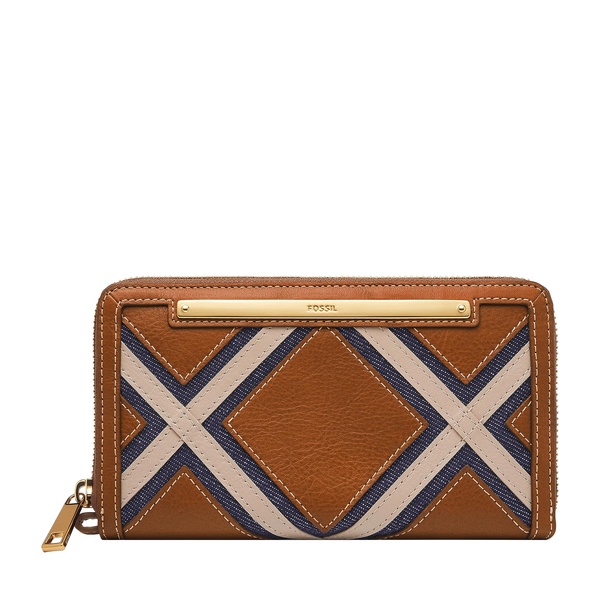 Fossil Women's Liza Leather Zip Around Clutch Wallet With Retractable Wristlet Strap for Women