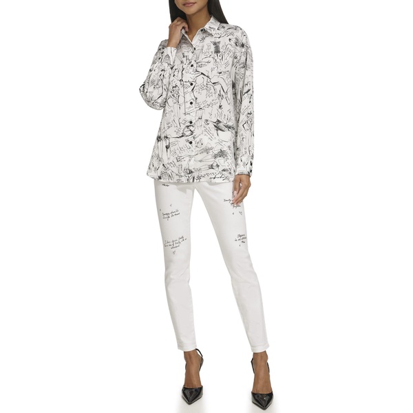 KARL LAGERFELD Women's Sketch Printed Oversize Blouse