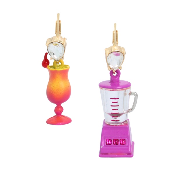 Betsey Johnson Womens Drink & Blender Mismatch Earrings