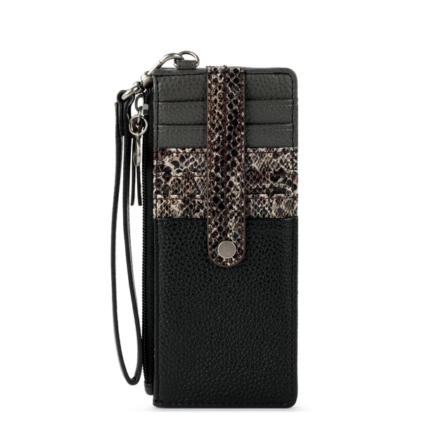 The Sak Kira Leather Card Wristlet, Black Snake Block