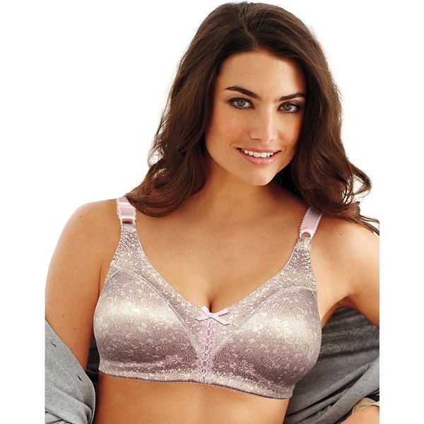 Bali Women's Woman's Double Support Wire-Free Bra, Pink Chic Lace Print,38C