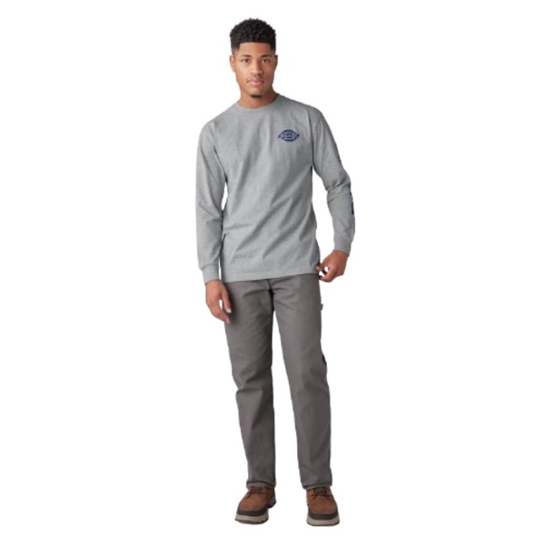 Dickies Men's Long Sleeve Heavyweight Logo T-Shirt Grey