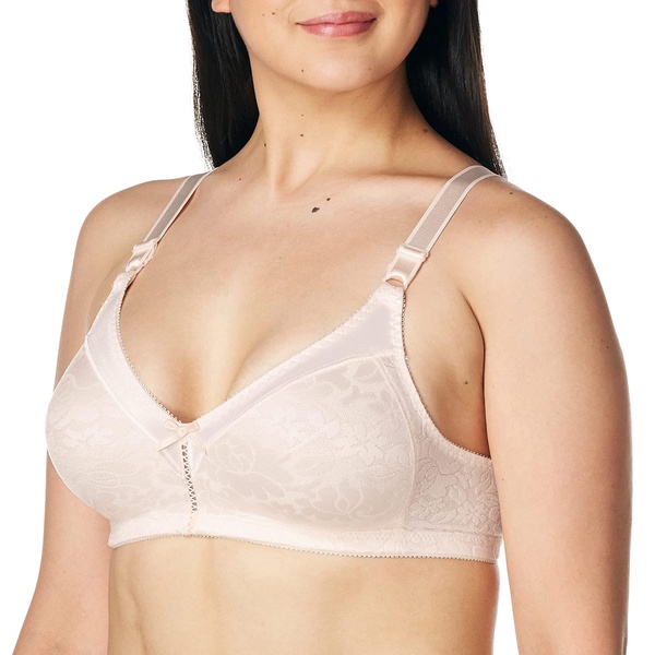 Bali Women's Double Support Wireless, Lace Bra with Stay-in-Place Straps, Full-Coverage