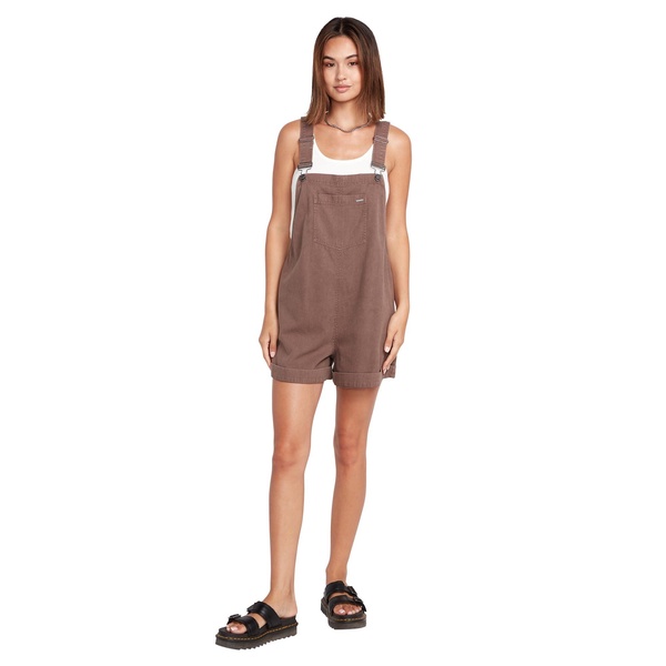 Volcom Womens Strutin Stone Relaxed Fit Shorts Overall Romper