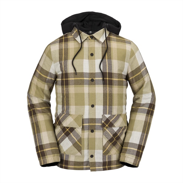 Volcom Men's Field Insulated Flannel Hooded Snowboard Shirt Jacket