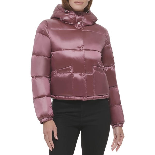 Calvin Klein Women's Lightweight Cropped Hooded Snap Pockets Puffer