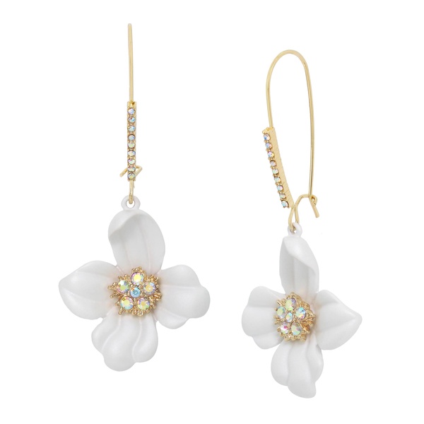 Betsey Johnson Womens Flower Dangle Earrings