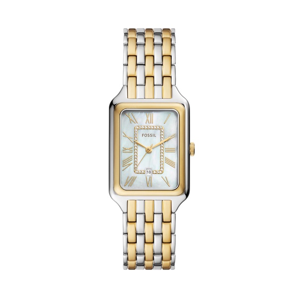 Fossil Raquel Women's Watch with Rectangular Case and Stainless Steel Bracelet or Leather Band