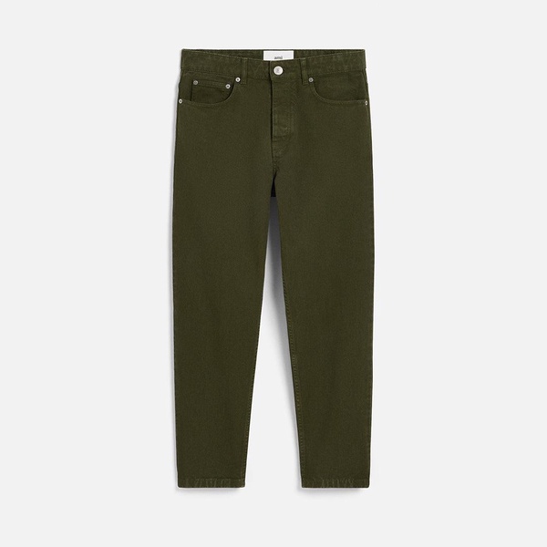 Green Cotton Tapered Fit Jeans